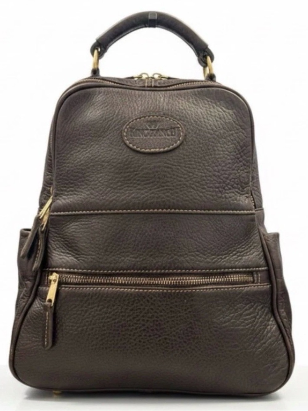 King Ranch Classic Dark Brown Leather 2 Compartments Adjustable Straps Backpack